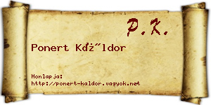 Ponert Káldor névjegykártya